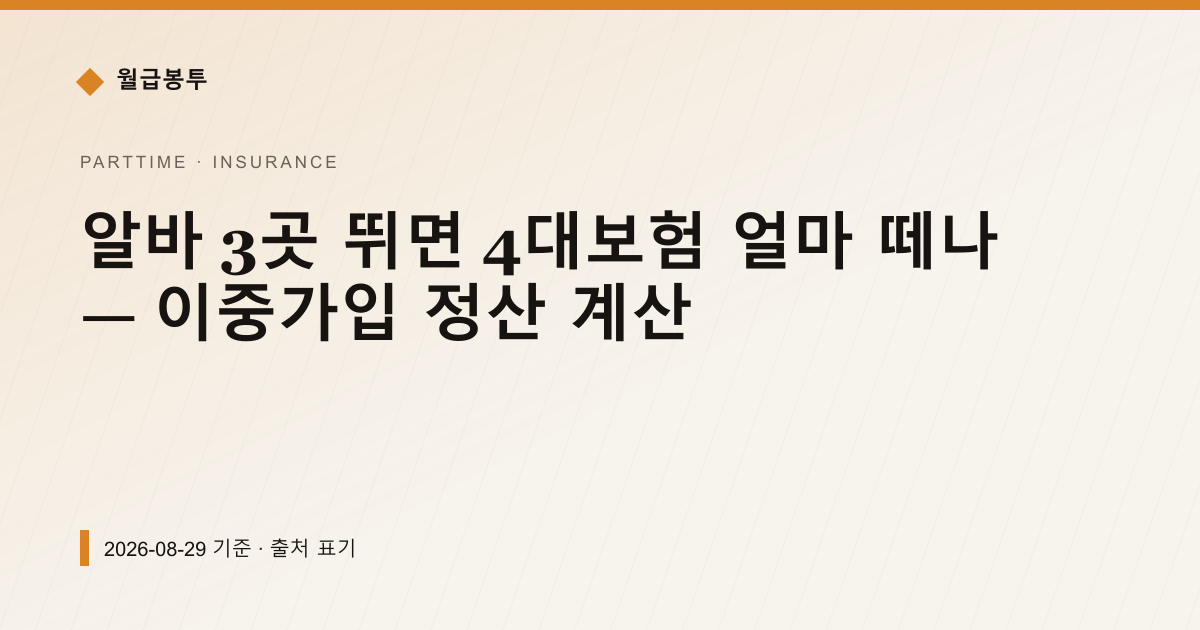 알바 3곳 뛰면 4대보험 얼마 떼나 — 이중가입 정산 계산 — 4대보험료 pricing comparison