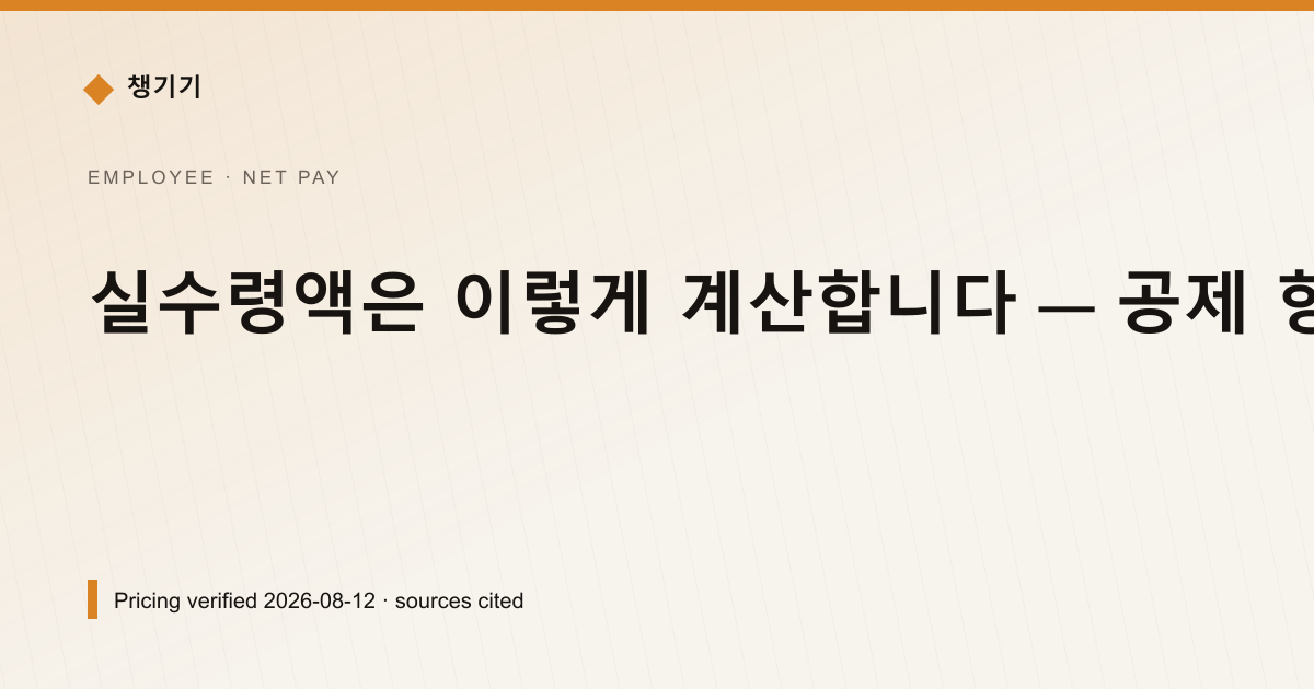 실수령액은 이렇게 계산합니다 — 공제 항목 다섯 가지 — 실수령액 pricing comparison