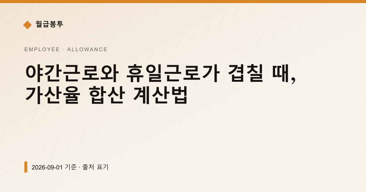 야간+휴일근로 겹치면 가산 100%? 시급 1만원 8시간 계산 — 수당·초과근로 pricing comparison
