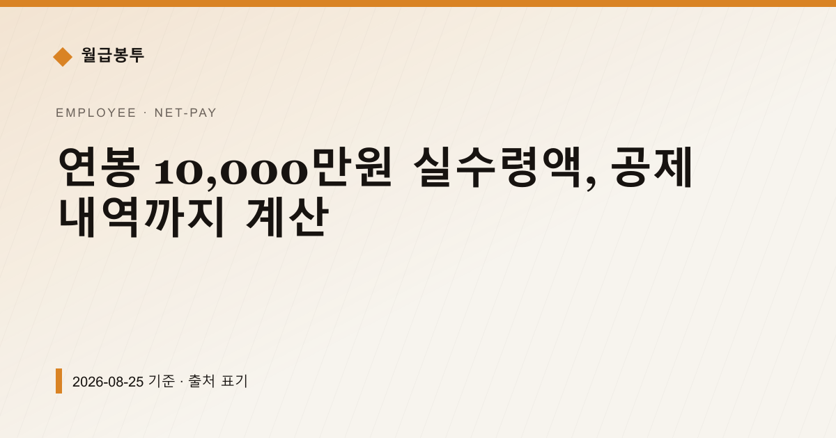 연봉 10,000만원 실수령액, 공제 내역까지 계산 — 실수령액 pricing comparison